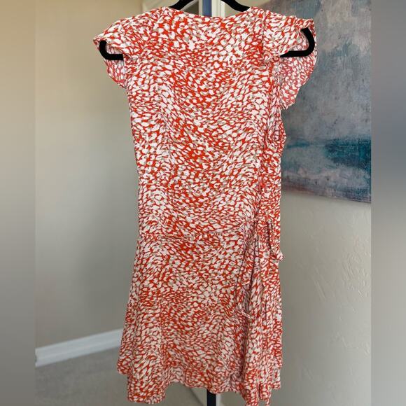 Free People French Quarter Wrap Mini Geometric Dress Women’s size Small Orange - Picture 4 of 7